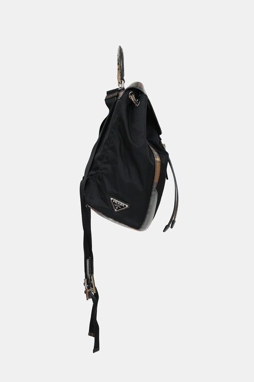 Prada 2015 Checkered Leather Nylon Backpack