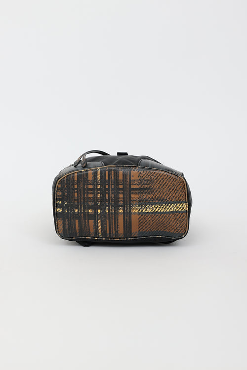Prada 2015 Checkered Leather Nylon Backpack
