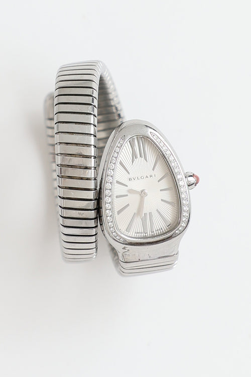 Bulgari Steel & Diamond Serpenti Tubogaz Quartz Watch