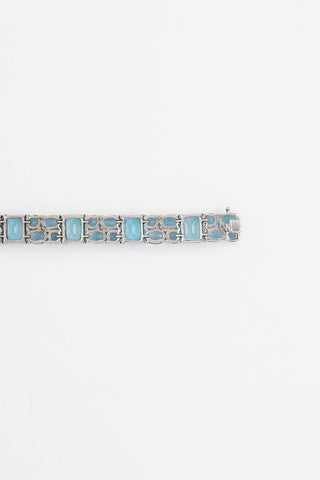 Fine Jewelry Sterling Silver & Blue Topaz Tennis Bracelet