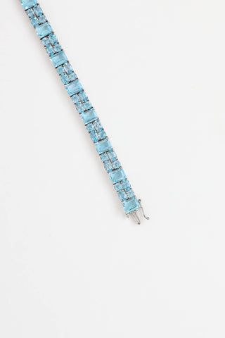 Fine Jewelry Sterling Silver & Blue Topaz Tennis Bracelet