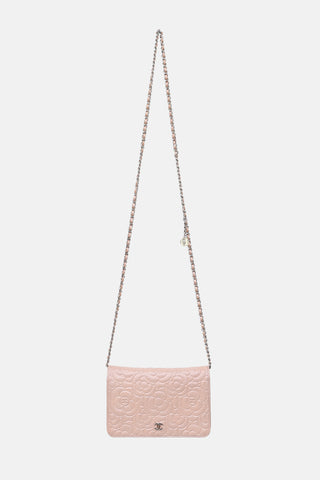Chanel 2014 Camellia Embossed Wallet on Chain Bag