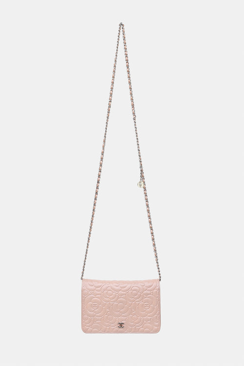 Chanel 2014 Camellia Embossed Wallet on Chain Bag