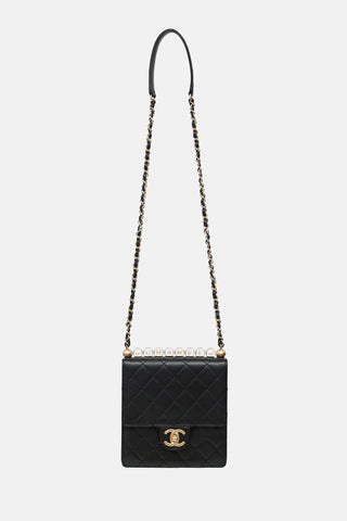 Chanel 2019 Leather Chic Pearls Flap Bag