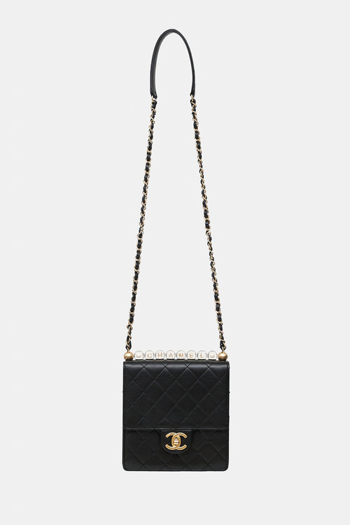Chanel 2019 Leather Chic Pearls Flap Bag