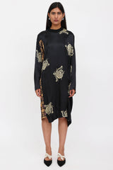 Dries Van Noten Patterned Satin Asymmetrical Dress