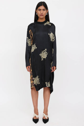 Dries Van Noten Patterned Satin Asymmetrical Dress