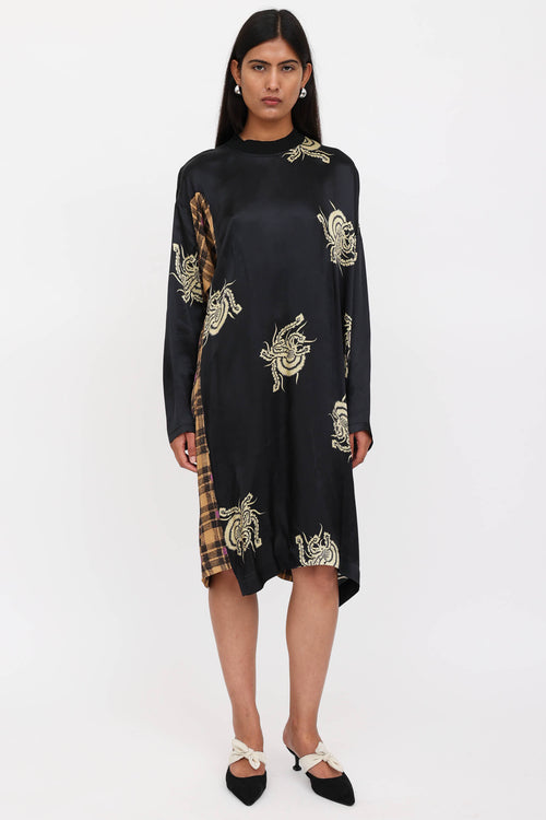Dries Van Noten Patterned Satin Asymmetrical Dress