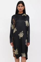 Dries Van Noten Patterned Satin Asymmetrical Dress