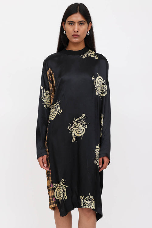 Dries Van Noten Patterned Satin Asymmetrical Dress