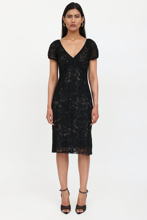 Dolce & Gabbana Lace Short Sleeve Dress