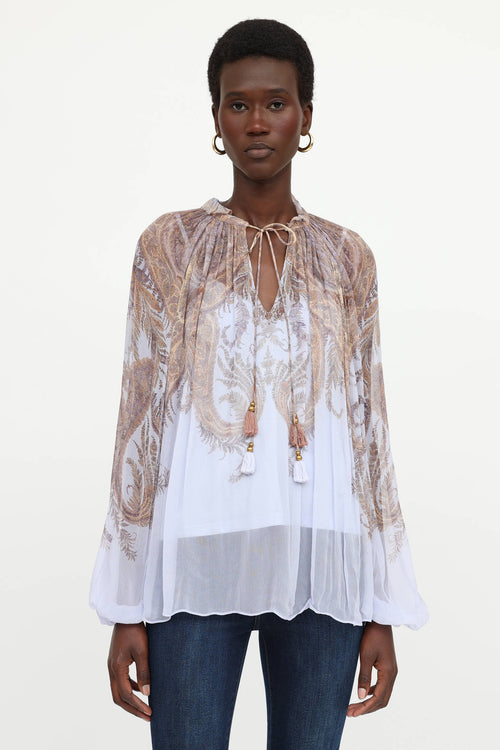 Zimmermann Sheer Printed Blouse
