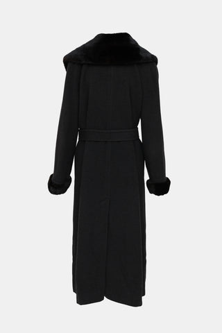 Bisang Couture Wool Fur Trim Coat