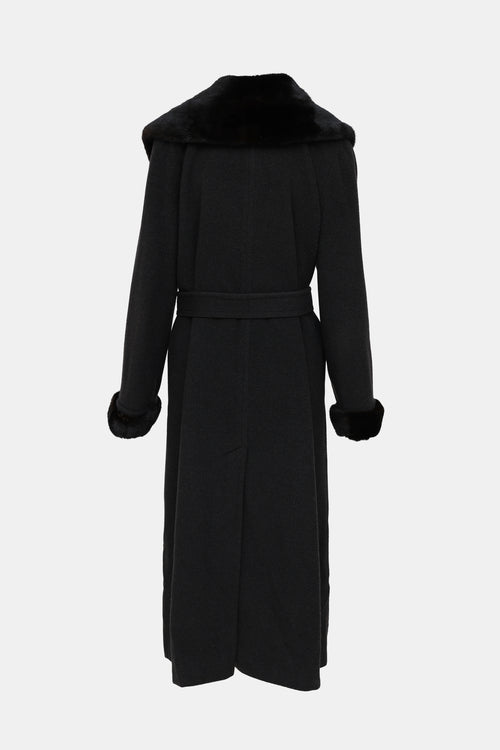 Bisang Couture Wool Fur Trim Coat