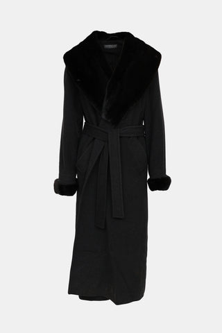 Bisang Couture Wool Fur Trim Coat