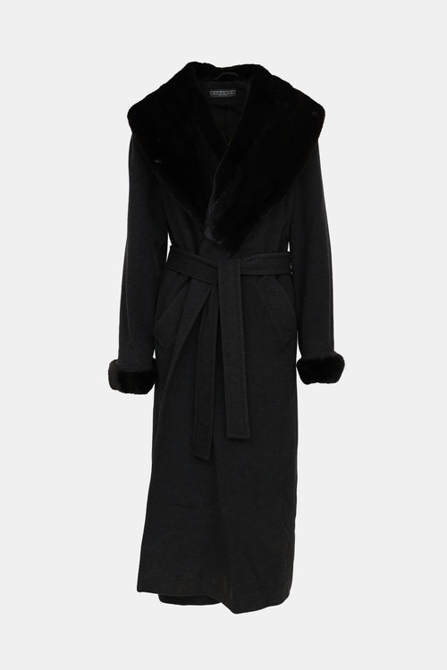 Bisang Couture Wool Fur Trim Coat