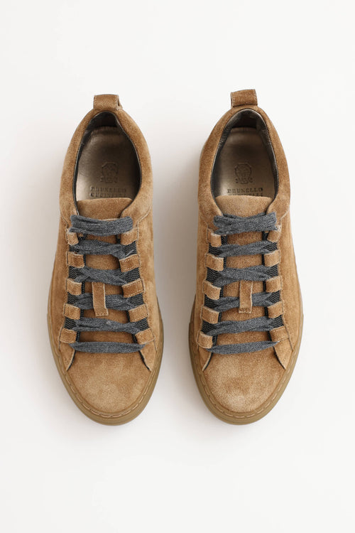 Brunello Cucinelli Suede Monili Sneaker