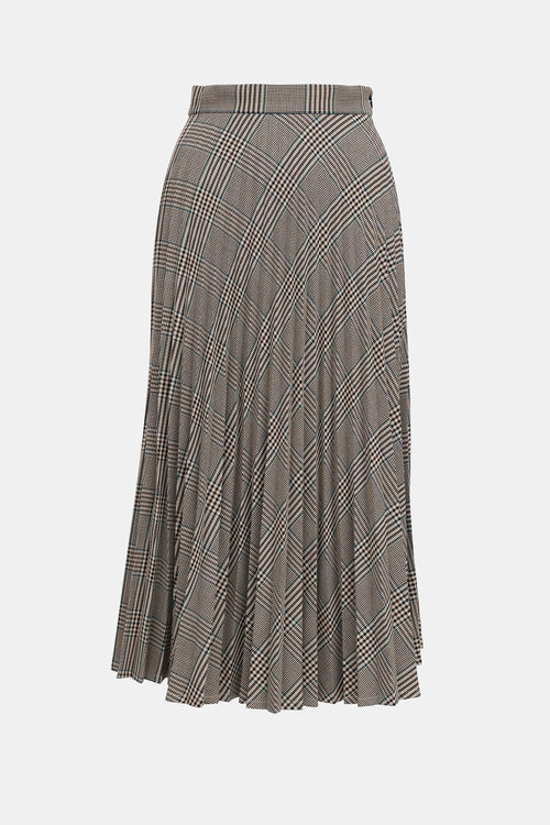 MM6 Maison Margiela Pleated Check Midi Skirt