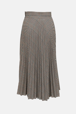MM6 Maison Margiela Pleated Check Midi Skirt