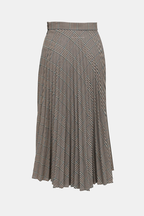 MM6 Maison Margiela Pleated Check Midi Skirt