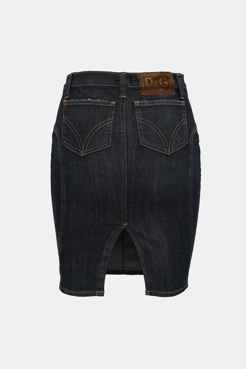 Dolce & Gabbana C. 2000s Denim Contrast Stitch Skirt