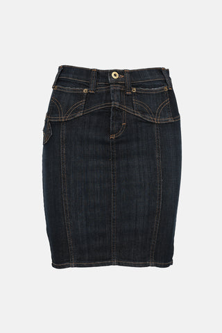 Dolce & Gabbana C. 2000s Denim Contrast Stitch Skirt