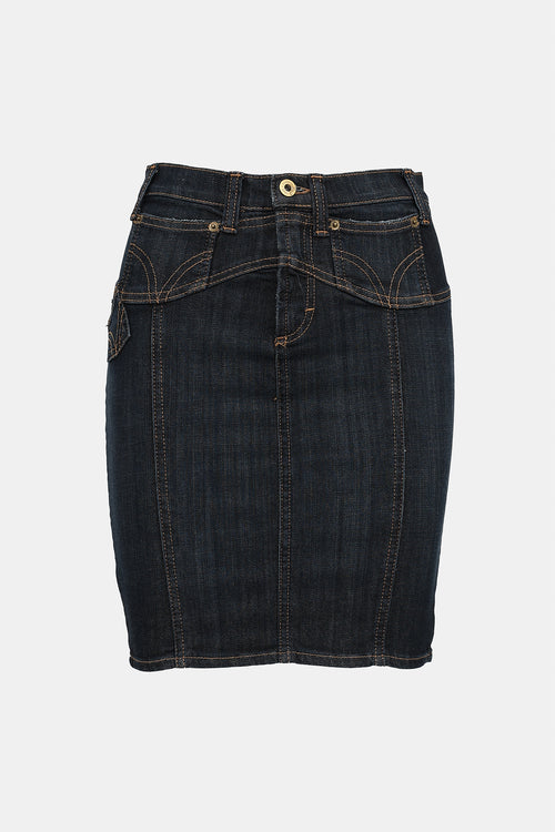 Dolce & Gabbana C. 2000s Denim Contrast Stitch Skirt