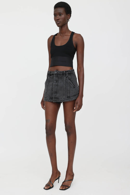 Denim Button Skort