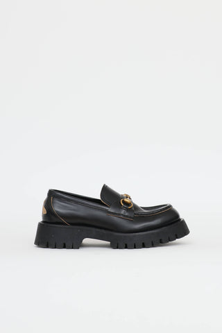 Gucci Black Bee Lug Loafers