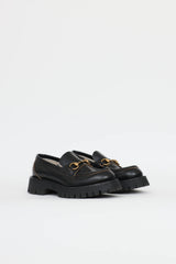Gucci Black Bee Lug Loafers
