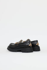 Gucci Black Bee Lug Loafers