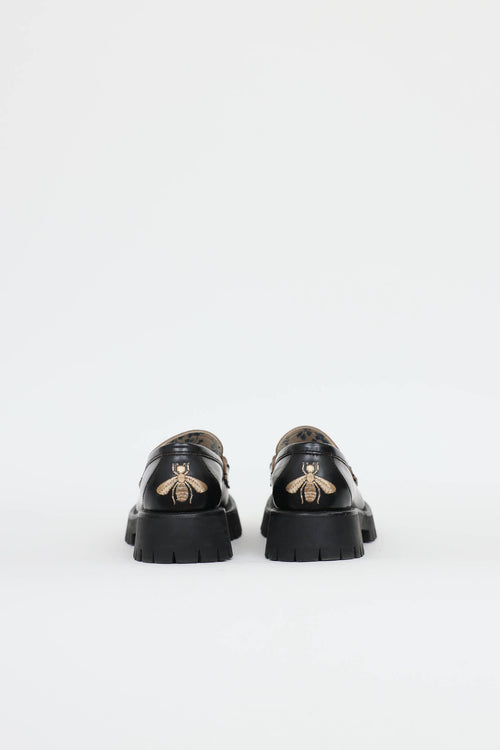 Gucci Black Bee Lug Loafers