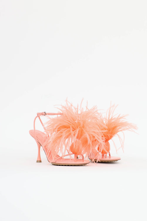 Bottega Veneta Wonderbird Nappa Flamingo Feather  Sandals