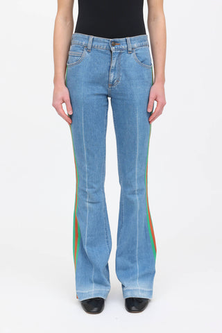 Gucci 2018 Web Flare Denim  Jeans