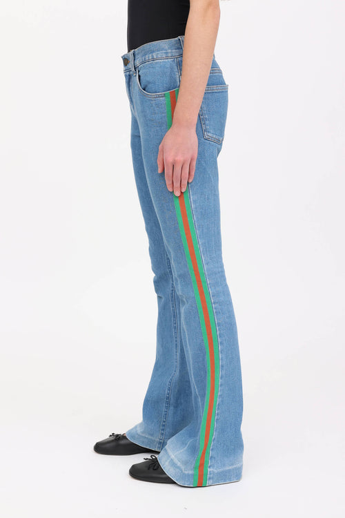 Gucci 2018 Web Flare Denim  Jeans