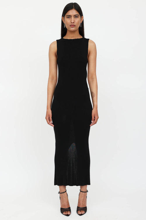  St. Agni black open back knit dress 