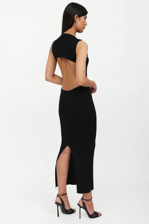  St. Agni black open back knit dress 