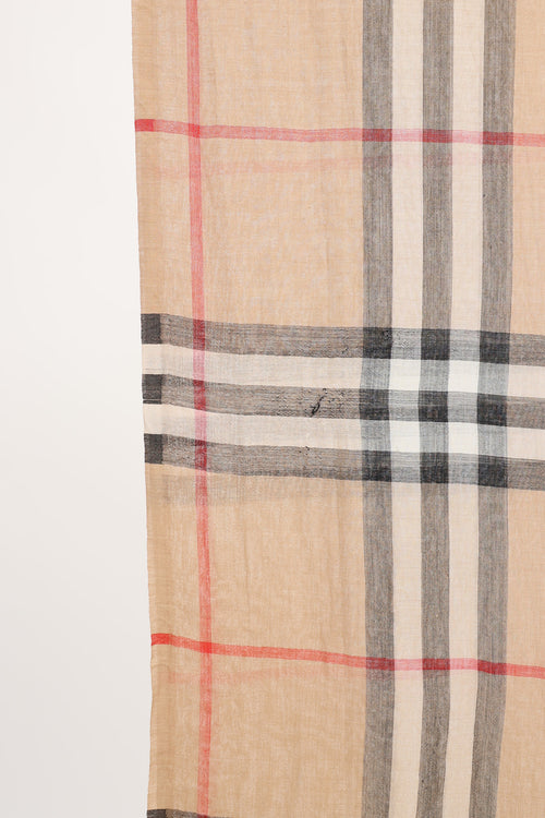Wool Blend Check Scarf