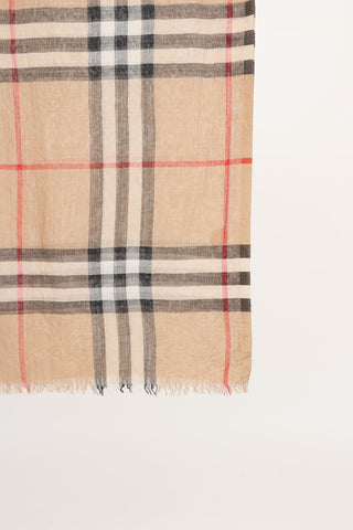 Wool Blend Check Scarf