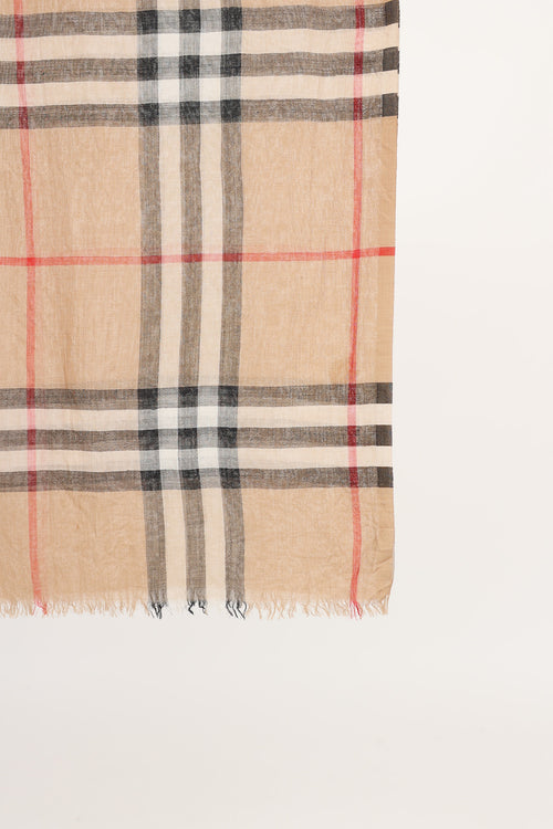Wool Blend Check Scarf