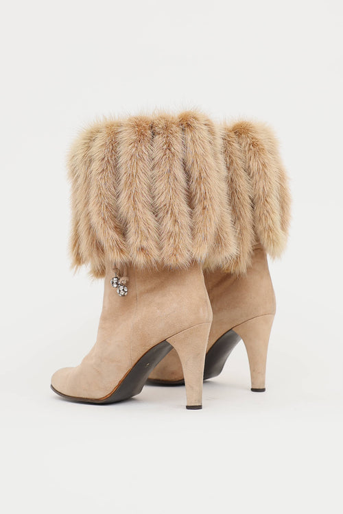 Andrew Geller C. 1980s Fur & Suede Boot