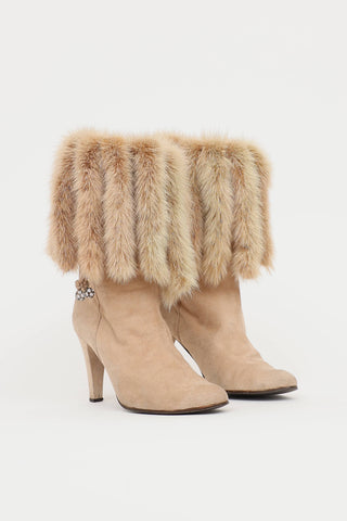 Andrew Geller C. 1980s Fur & Suede Boot