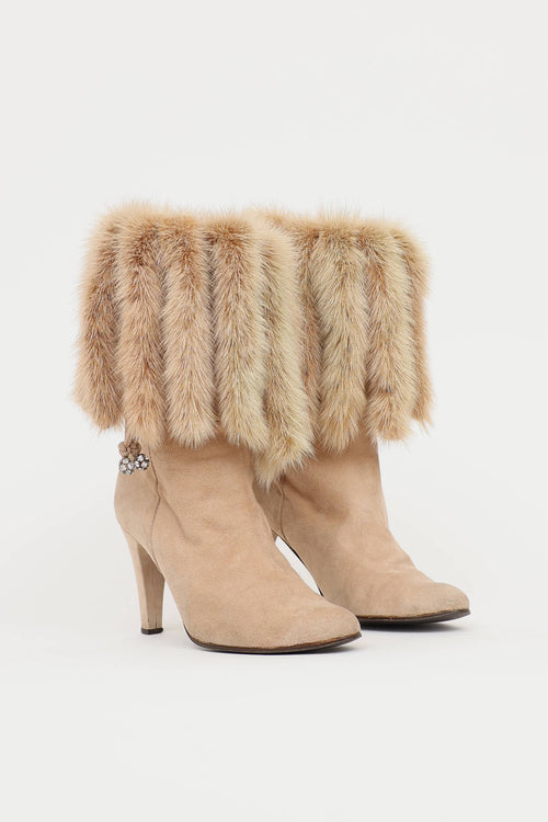 Andrew Geller C. 1980s Fur & Suede Boot