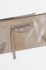 Balenciaga metallic gold leather Milky Way Motocross clutch