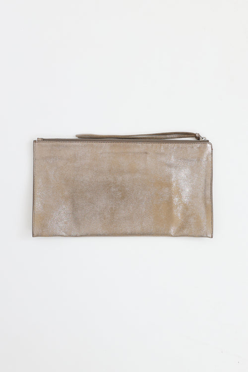 Balenciaga metallic gold leather Milky Way Motocross clutch