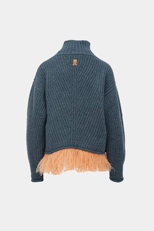 La Double J Feather Trim High Kick Sweater