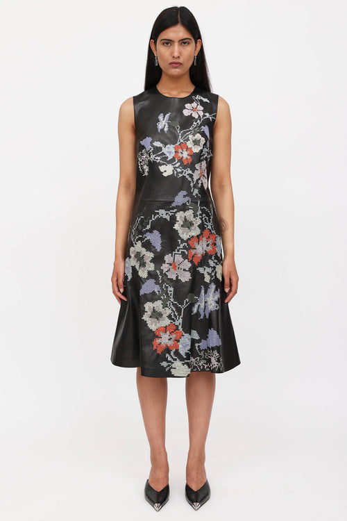 McQueen 2016 Crossstitched Leather Dress