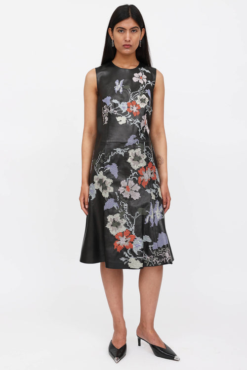 McQueen 2016 Crossstitched Leather Dress