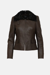 Akris Shearling Collar Leather Jacket