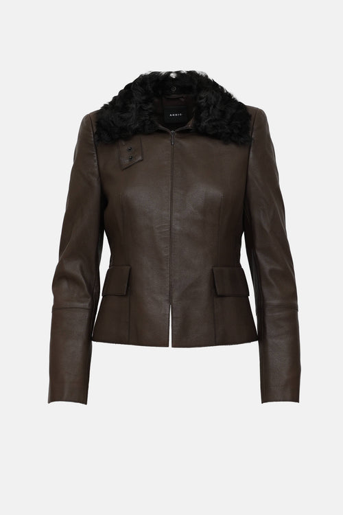 Akris Shearling Collar Leather Jacket